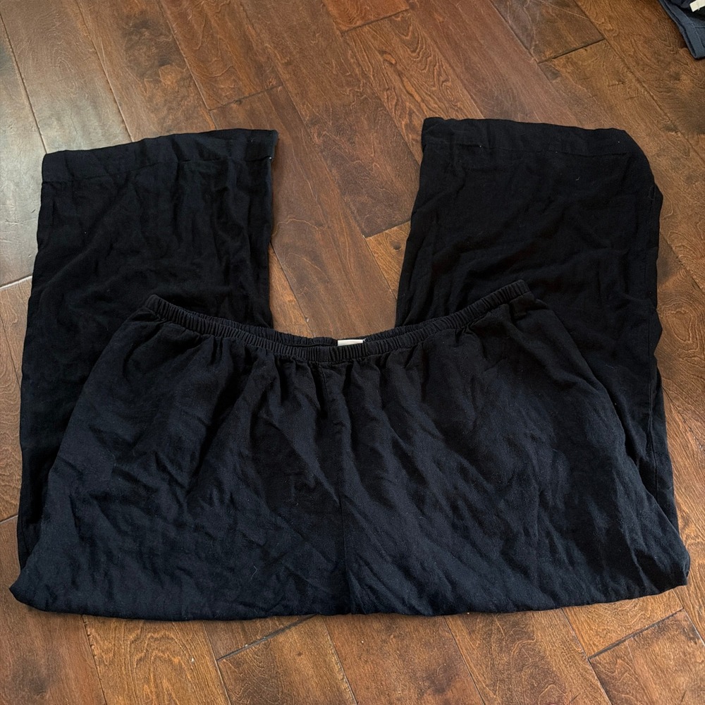 A New Day Black Linen Blend Wide Leg Elastic Waist Pants 3X Regular